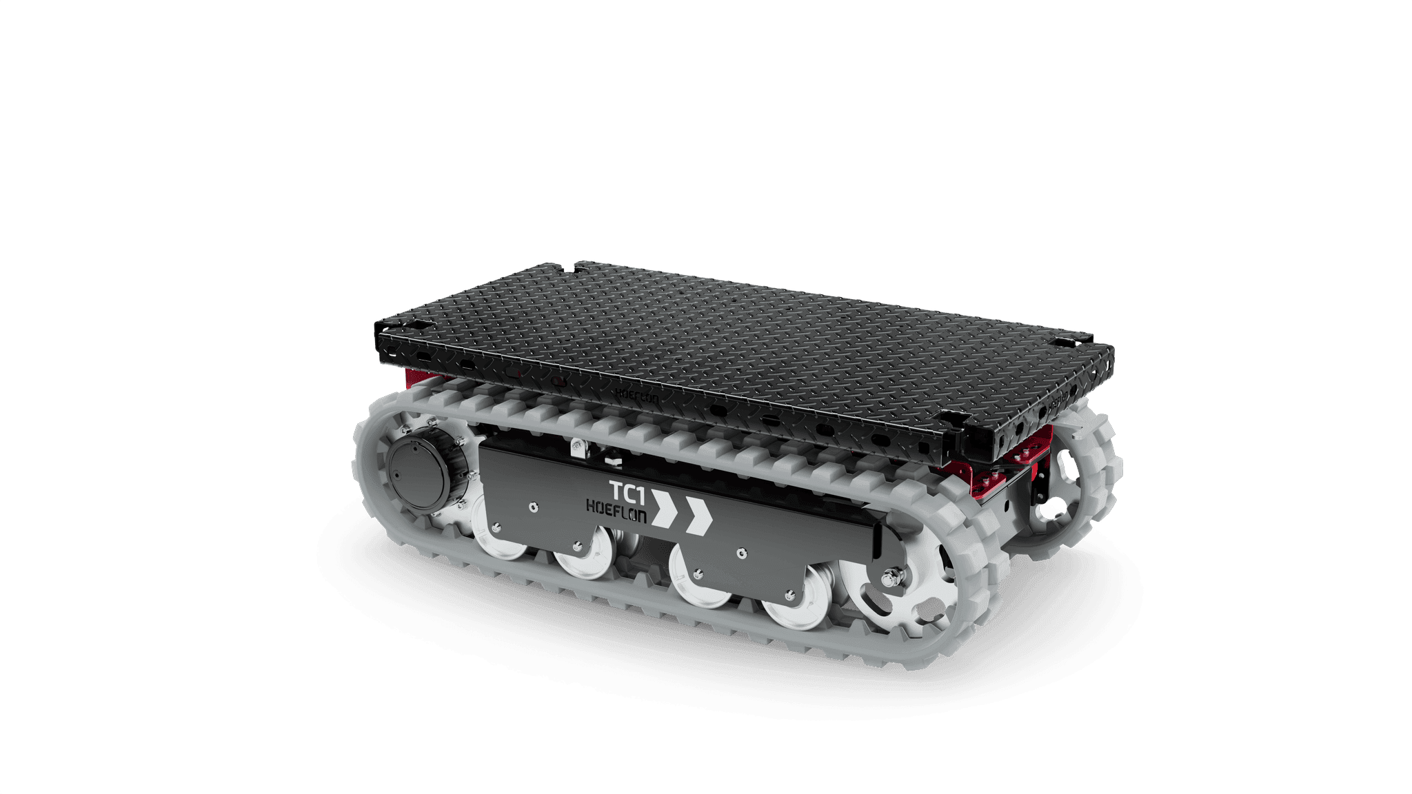 Véhicule à chenilles TC1 avec plateforme.